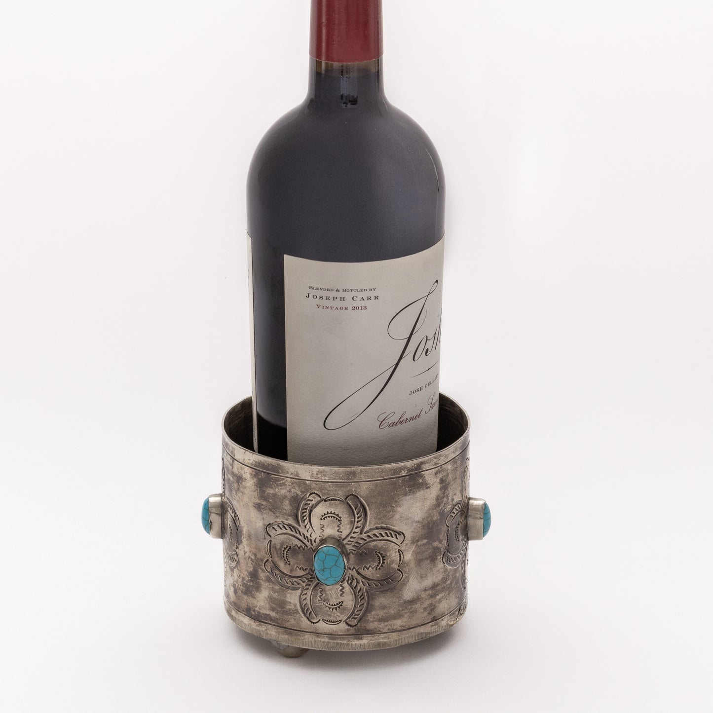 WINE COASTER W- TURQ. -RUG PATTERN STAMP WJA-001-2-T