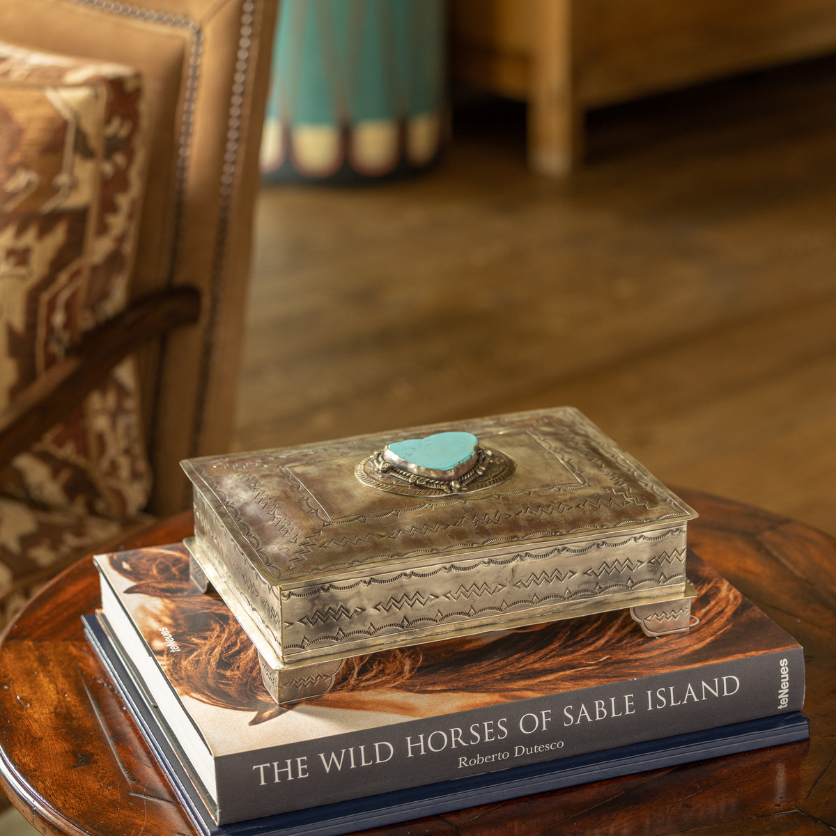 STAMPED BIBLE BOX W- TURQ WJA-005-3-T