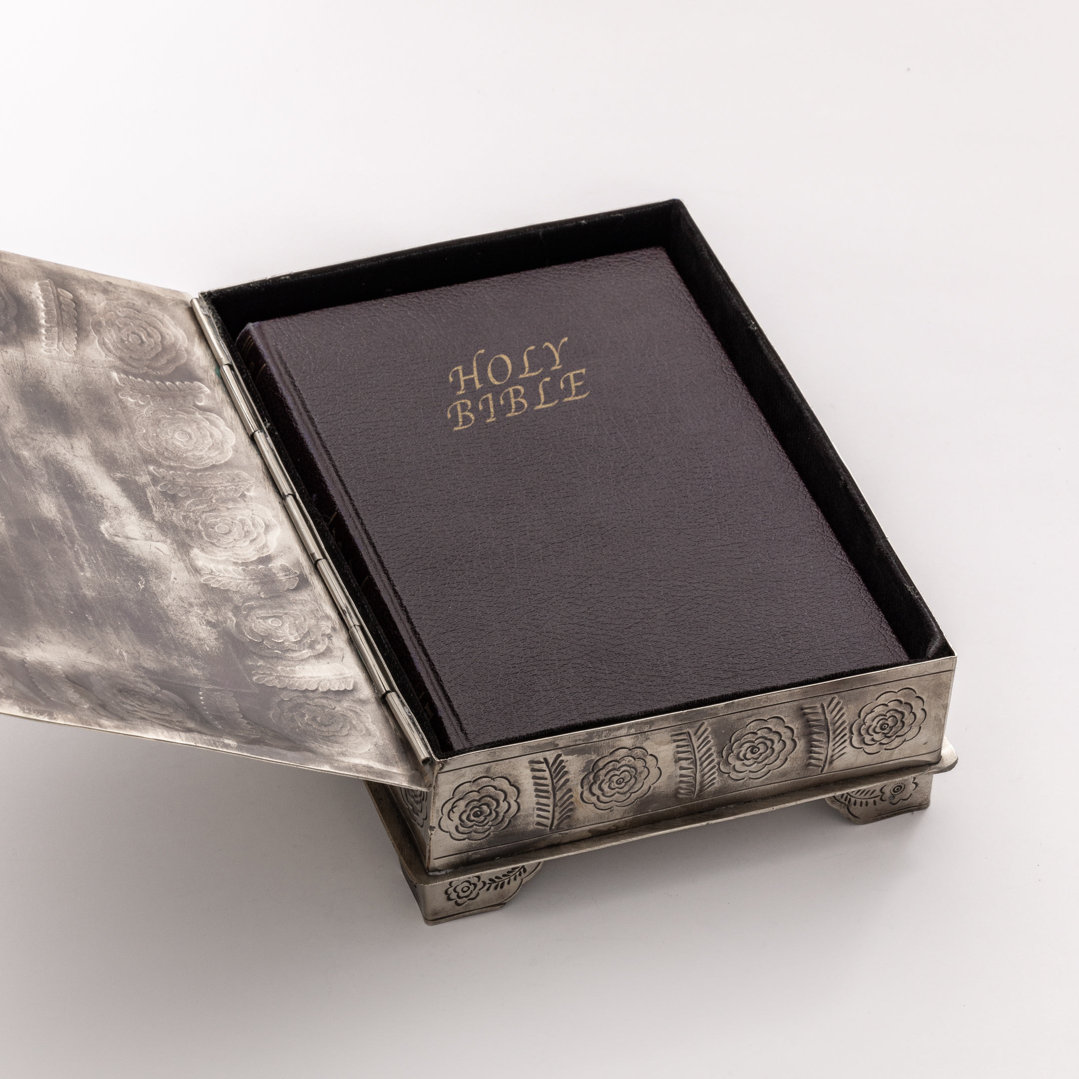 STAMPED BIBLE BOX W- CROSS-TURQ