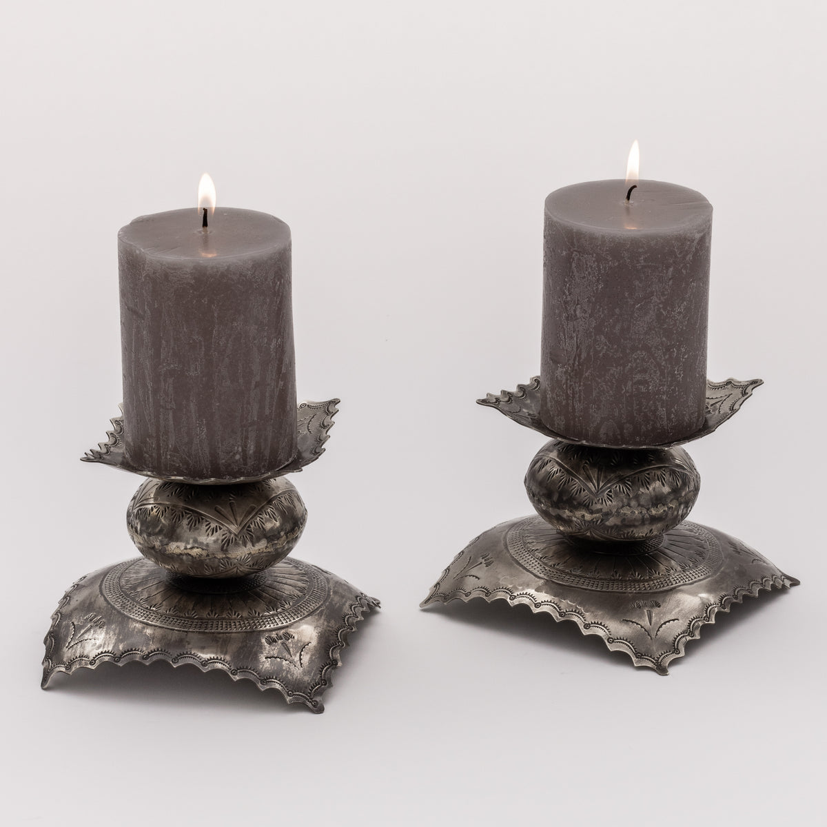 SHORT PAIR- STAMPED CANDLE HOLDERS WJA-011-S