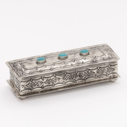 STAMPED EYEGLASS BOX W- TURQ WJA-014