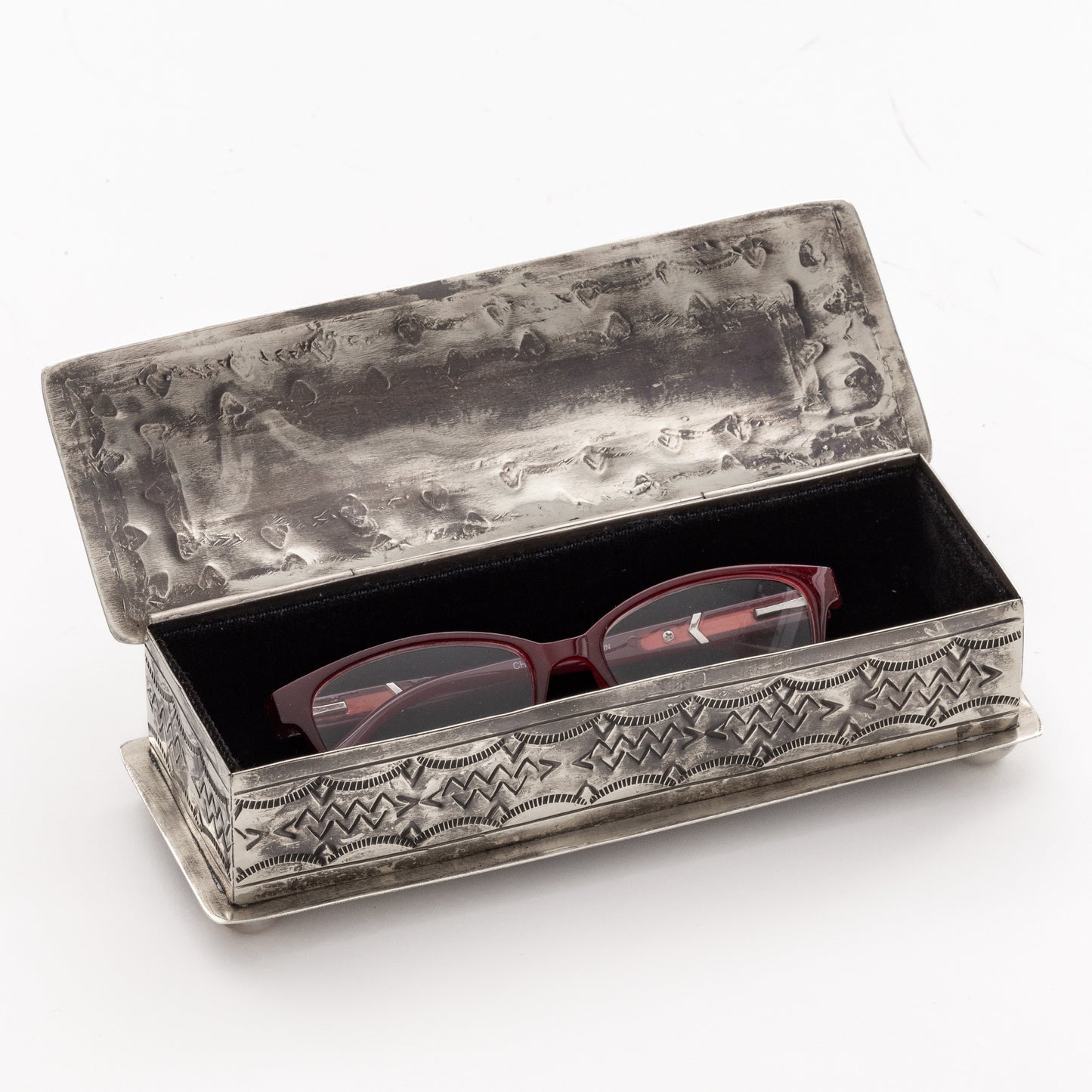 STAMPED EYEGLASS BOX W- TURQ WJA-014