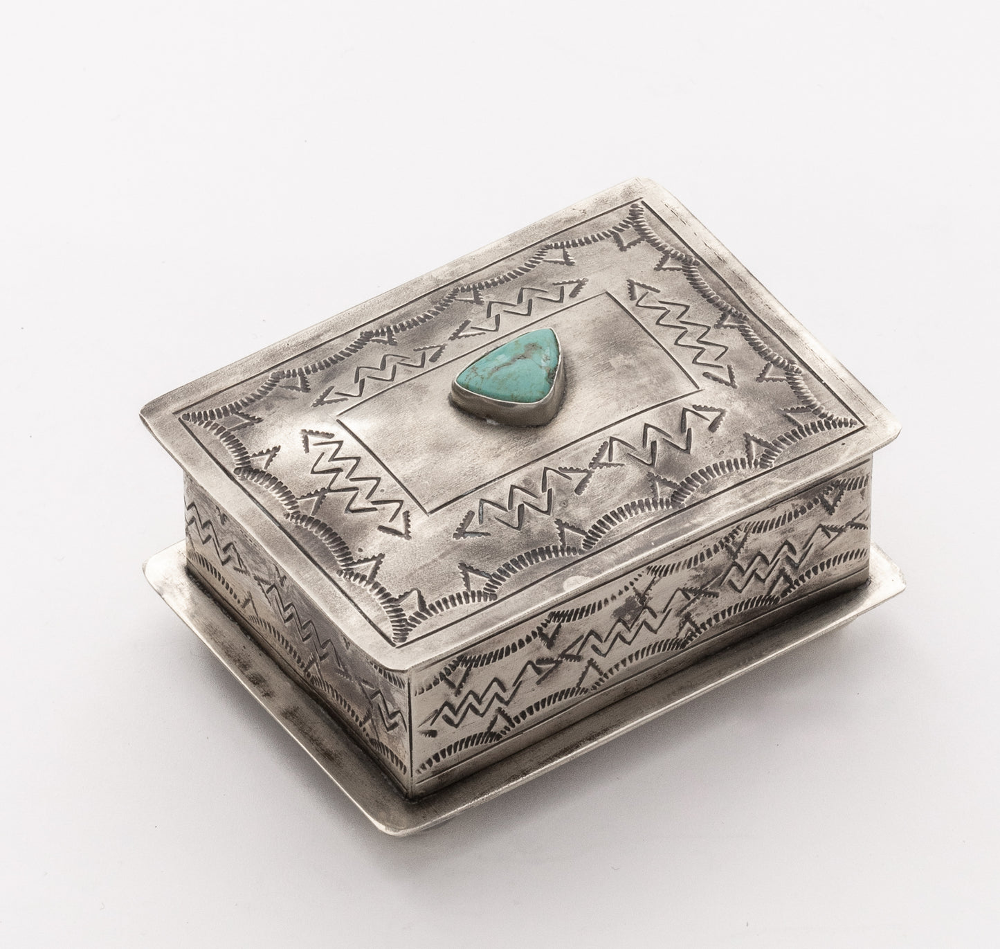SMALL STAMPED BOX W- TURQ WJA-015-1-T
