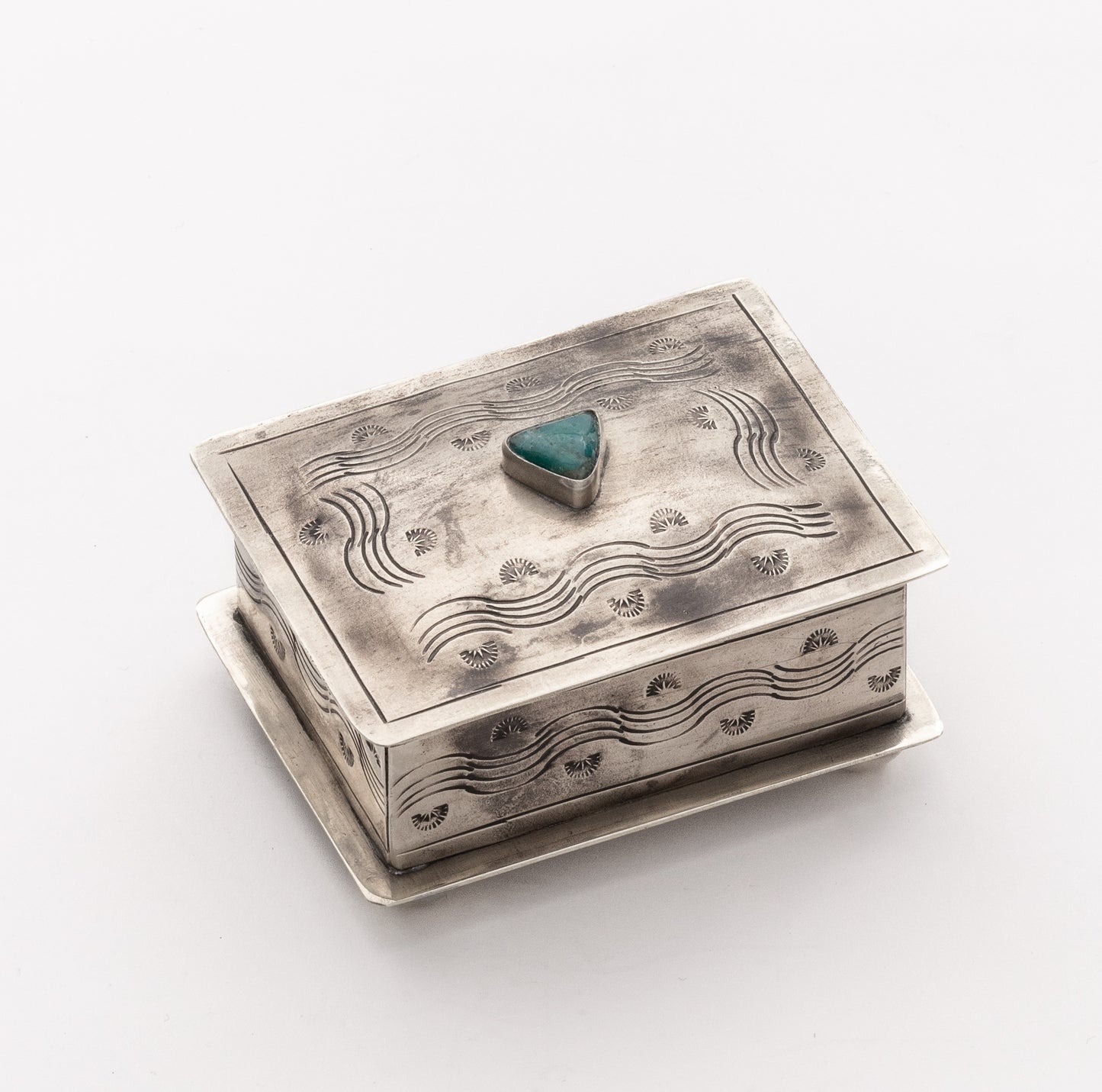 SMALL STAMPED BOX W- TURQ WJA-015-3-T