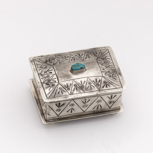 SMALL STAMPED BOX W- TURQ WJA-015-4-T