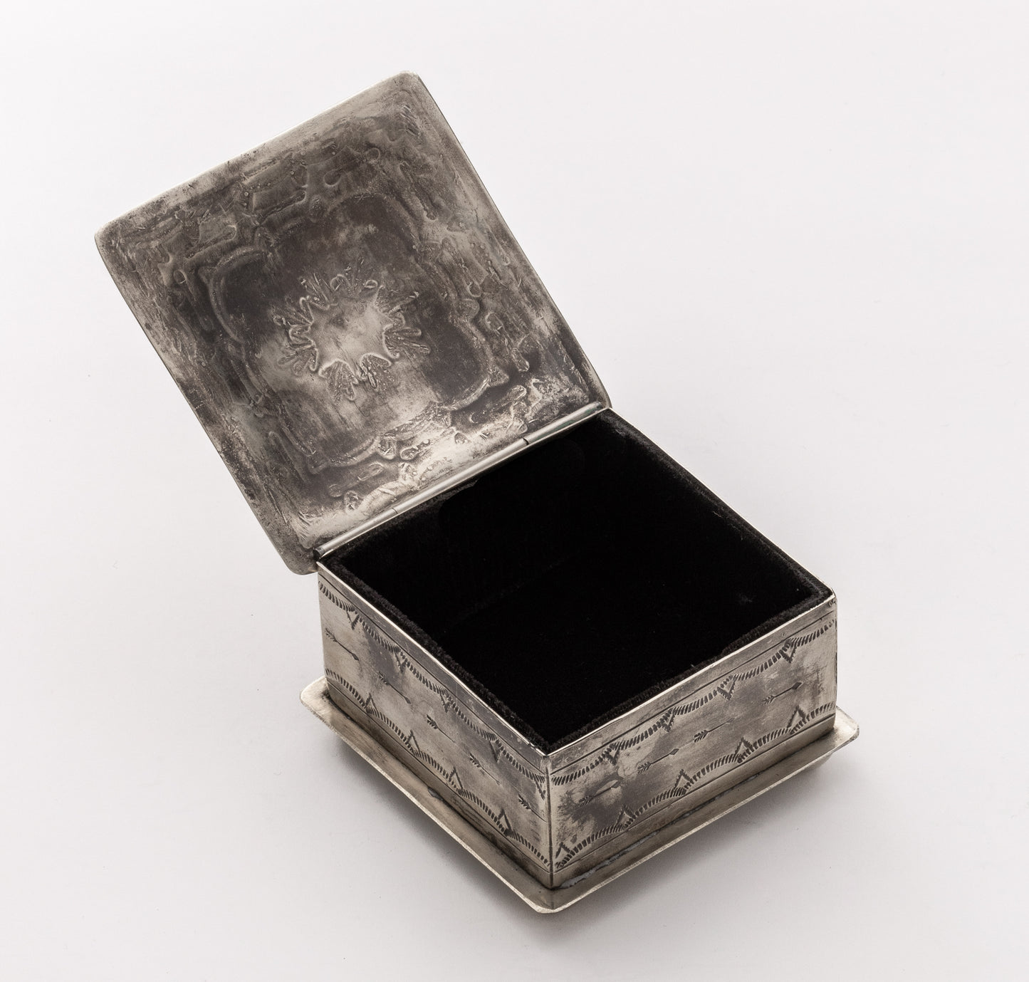 SQUARE STAMPED BOX W- TURQ WJA-016-1-T