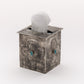 STAMPED TISSUE BOX COVER W- TURQ WJA-017-T