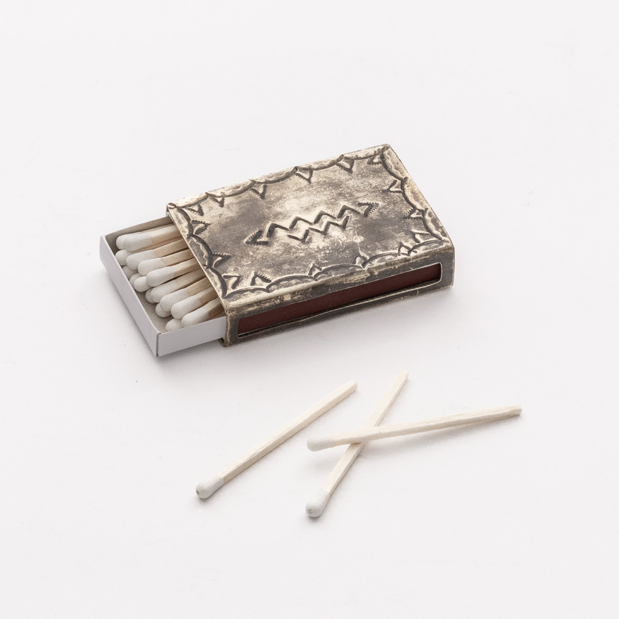 WJA-018-3 SMALL SILVER STAMPED MATCHBOX – J. Alexander Rustic Silver