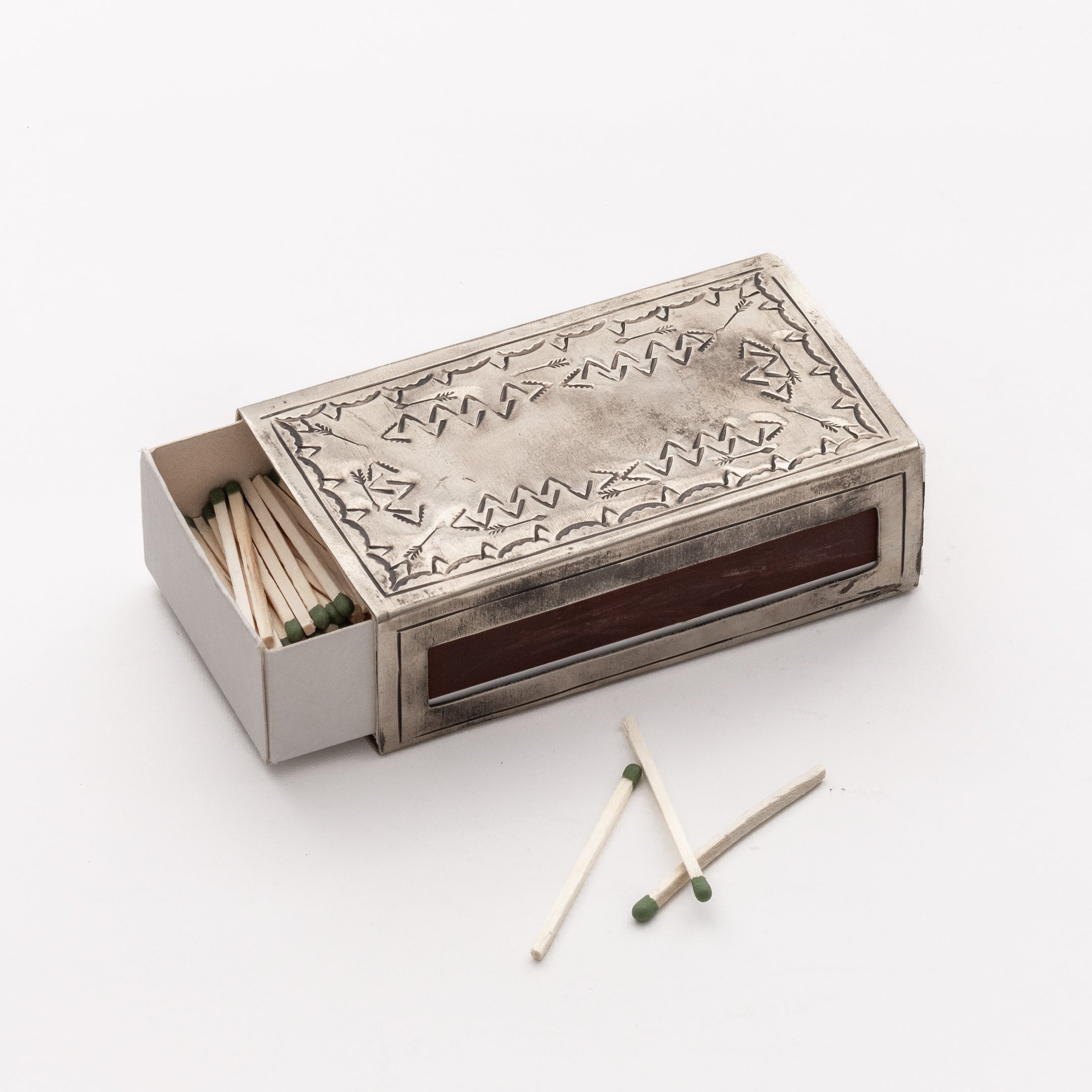 WJA-018 LARGE STAMPED MATCHBOX – J. Alexander Rustic Silver