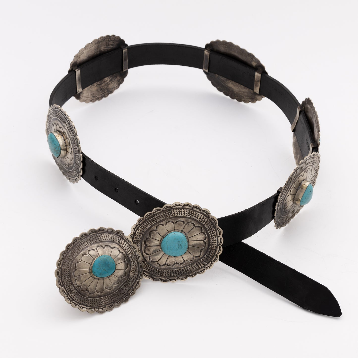 OVAL CONCHO BELT W- TURQ WJA-034-1