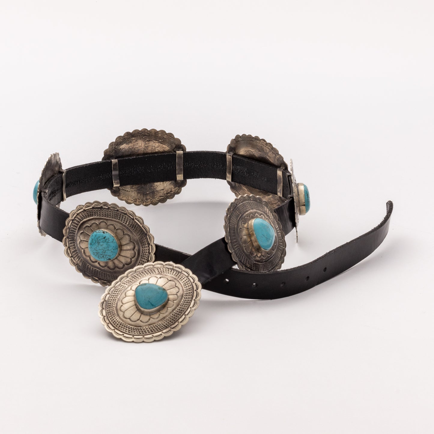 OVAL CONCHO BELT W- TURQ WJA-034-1