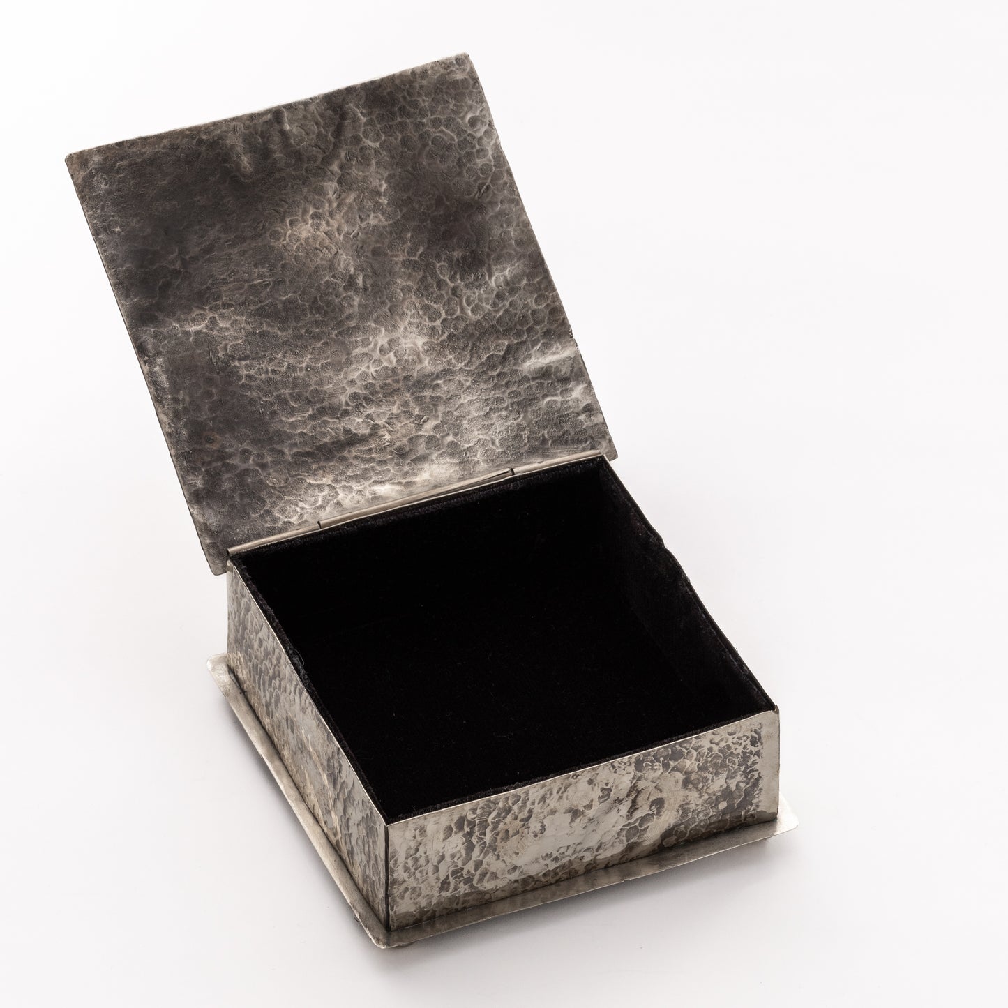 SILVER 6x6 DIMPLED BOX W- CROSS AND 1 TURQ STONE WJA-075-T-SL-2