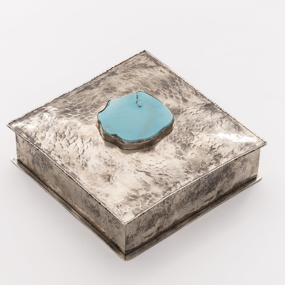 SILVER 8X8 BOX W- TURQ WJA-076-T-SL